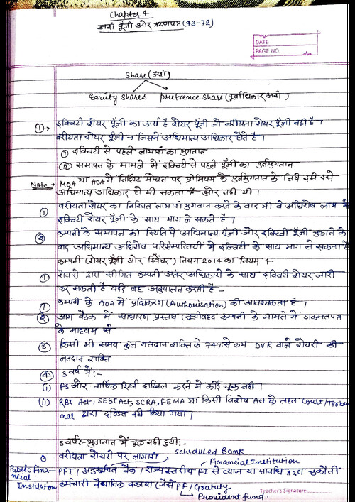Handwritten notes of law (ca inter) in hindi 