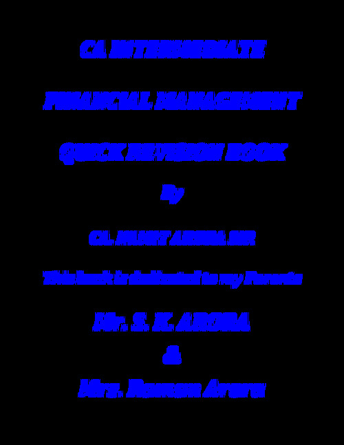 FM  Quick Revision Book - Namit Arora 
Best Summary Notes 