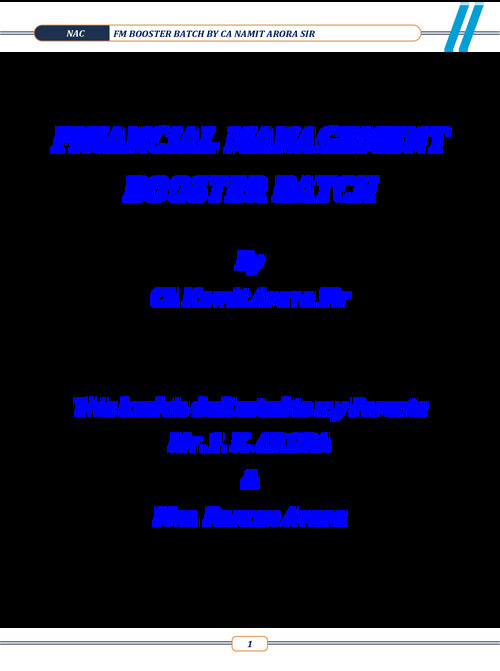 FM Booster Questions Bank - Namit Arora 
Compulsory Questions for Exams !!