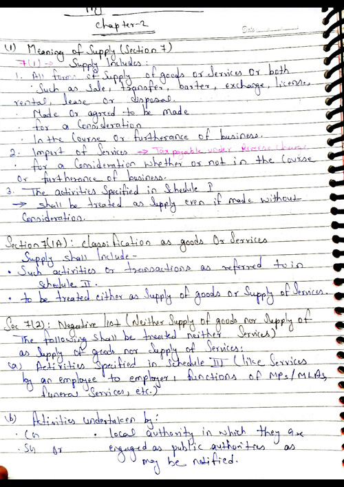 Supply under gst hand written note 