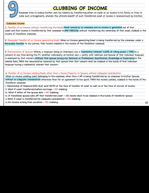 Clubbing of Income notes by CA Amit Mahajan Sir for Jan 26.