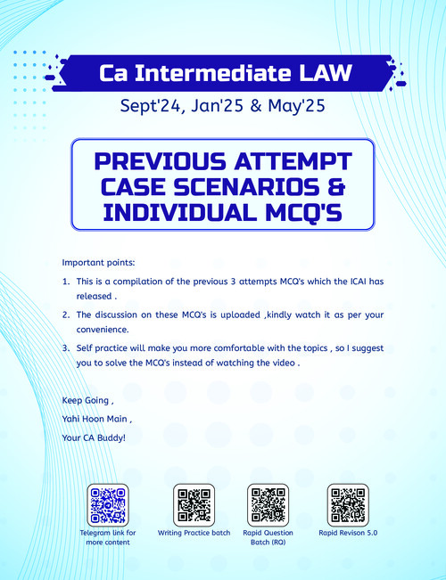 Corporate Law Past Attempt Case Scenarios & MCQ's - CA Shubham Singhal 