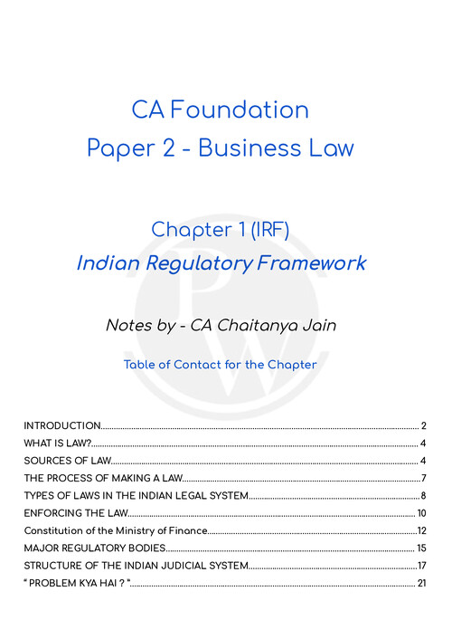 PW's Ca Chaitanya Jain notes 