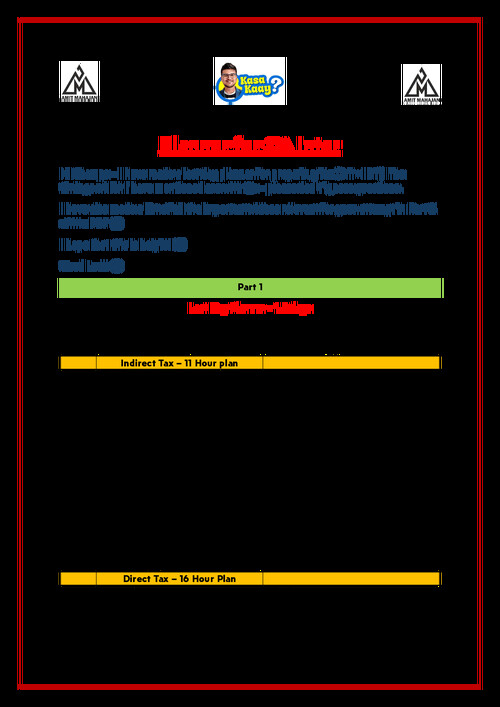 Tax Last Day Planner- Amit Mahajan Sir
Only for January 2026 Attempt.