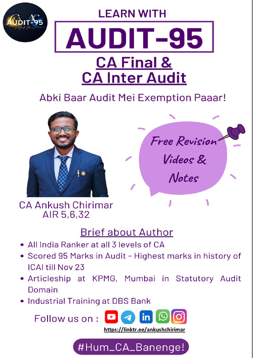 All SAs by CA Ankush Chirimar sir for Jan 26 and onwards.