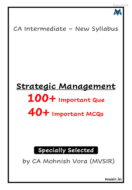 Strategic Management- Most Important Questions. Don't miss this out.

Includes MCQs too.
