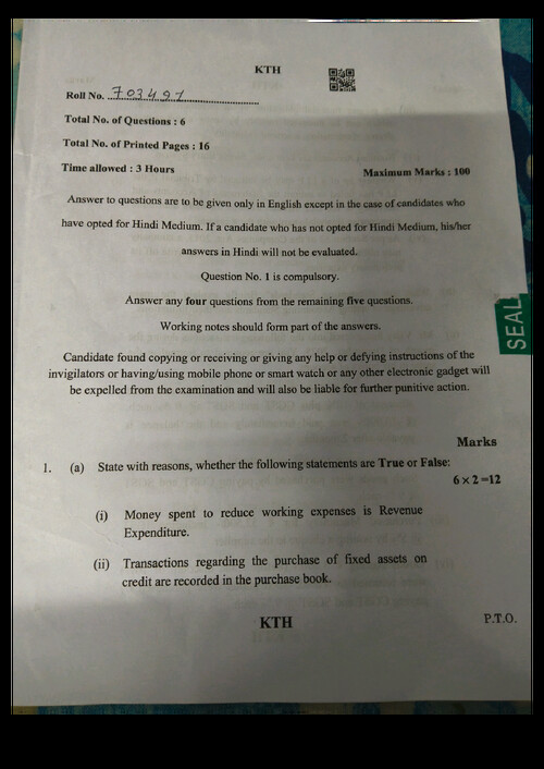 CA FOUNDATION JANUARY 26 ACCOUNT PAPER 