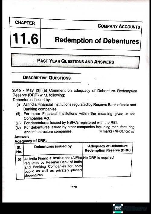 Scanner for Redemption of debentures 