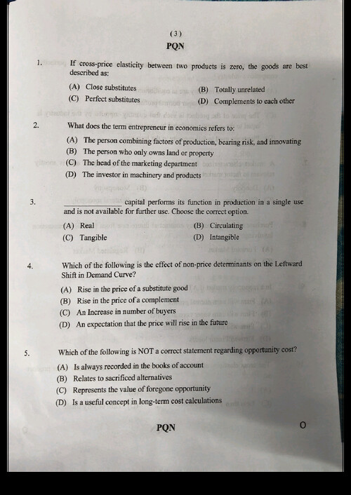 CA FOUNDATION BUSINESS ECONOMICS 
JANUARY 2026 QUESTION PAPER 