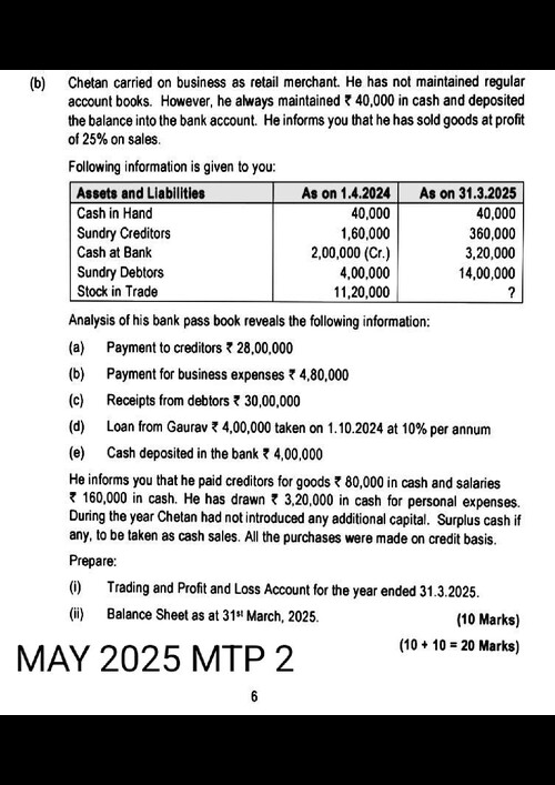 Incomplete records important MTP RTP PYQ que for practice !!!