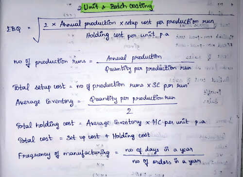 Unit & Batch costing handwritten notes 