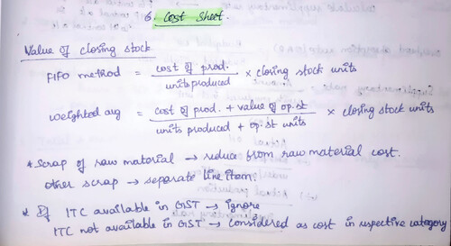 Cost sheet chapter handwritten notes 