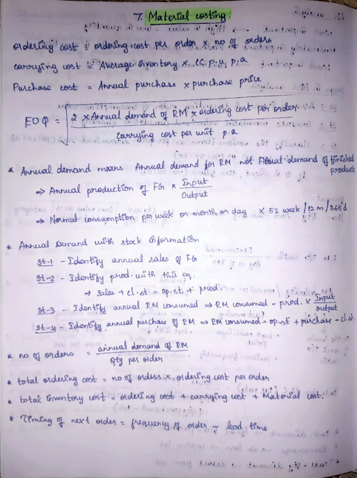 Material costing chapter handwritten notes 