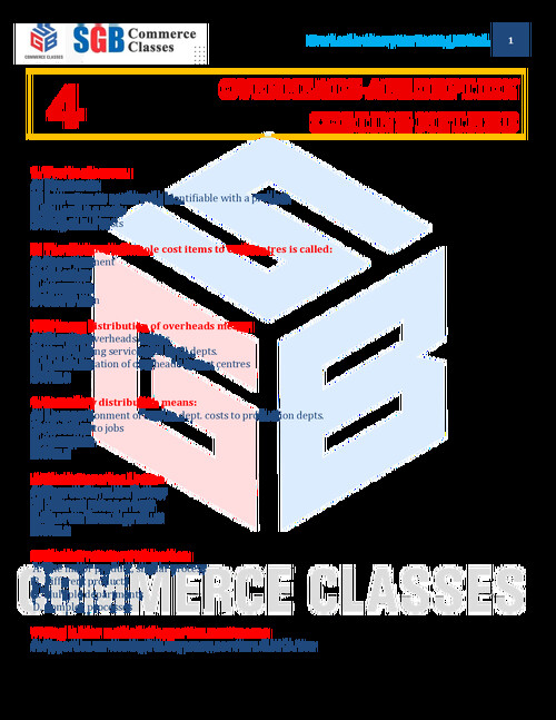 Cost Accounting  Overhead  MCQ