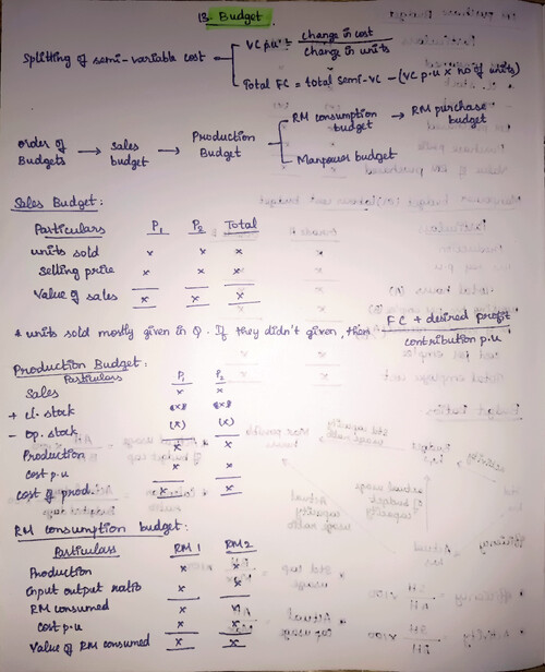 Budget & budgetary control handwritten notes 