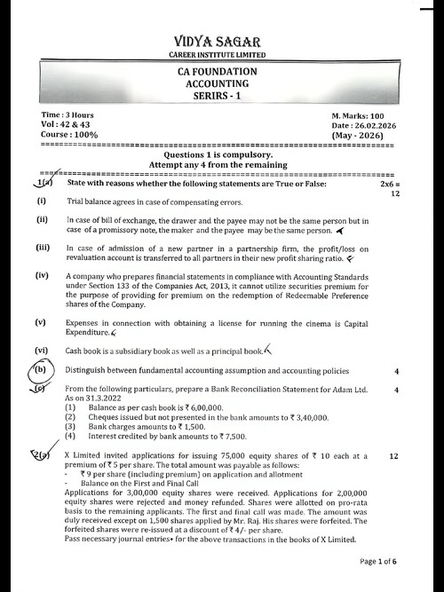 ACCOUNTS 
MOCK TEST PAPER MAY 2026