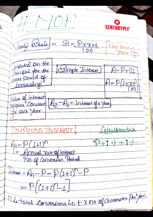 Handwritten formula notes by Shivani Sharma 
