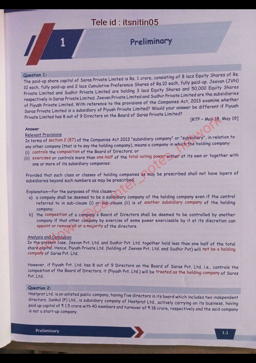 CA Inter Corporate & Other Laws - Question Bank by CA Shubham Singhal - For May 26, Sep 26 & Jan 27