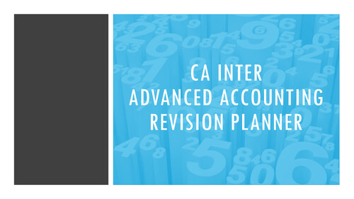 Advance Accounting  9 DAYS  Planner for Preparation
#CAInter 