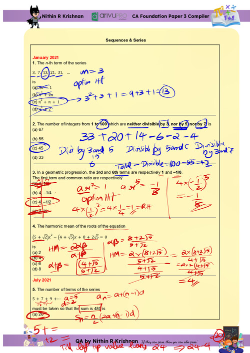 Ca foundation quantitative aptitude chapter 6 last 12 attempts PYQs wirh answers 