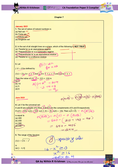 Ca foundation quantitative aptitude chapter 7 last 12 attempts PYQs with answers 