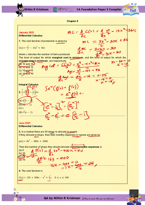 Ca foundation quantitative aptitude chapter 8 PYQs with answers of last 12 attempts 