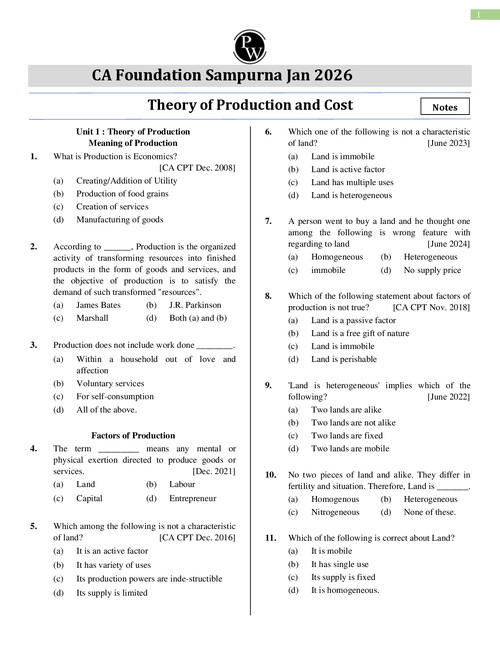 Ca foundation economics chapter 3 important questions by Love Kaushik sir