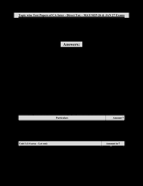 CA INTER DT TEST PAPER 1 ANSWER SHEET  OF BASIC 