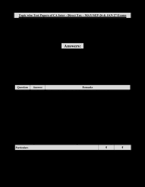 CA INTER DT TEST PAPER 3 ANSWER SHEET OF INCOME FROM SALARY 