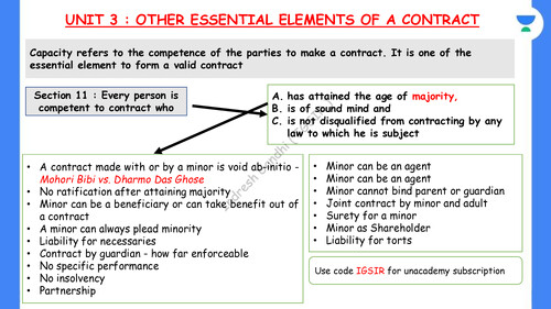 Indian Contract Act,1872 | UNIT-3 | By IG Sir 