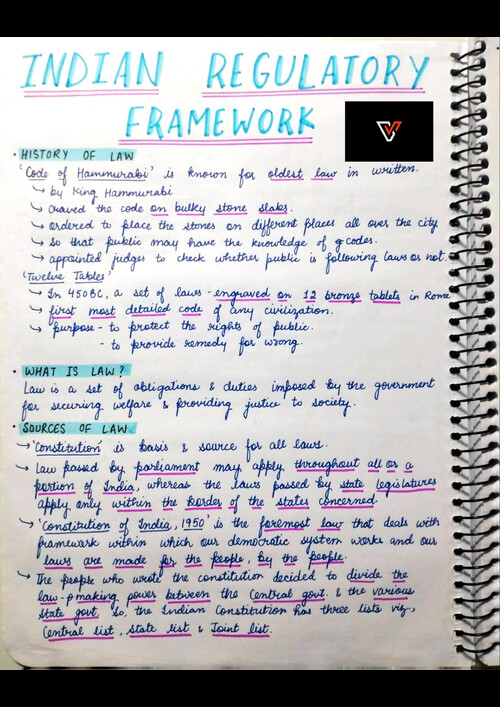 Indian regulatory framework 
Handwritten notes 