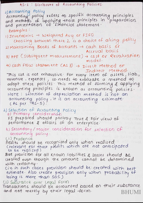 AS 1: Disclose of Accounting Policies Quick revision notes.