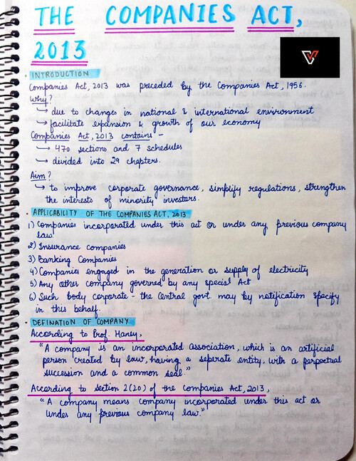 The companies act 2013
Handwritten notes