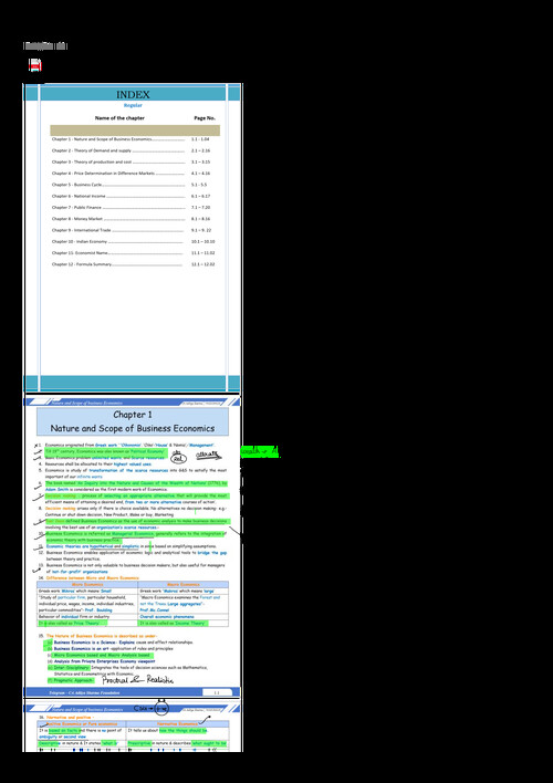 Economics last day revision notes