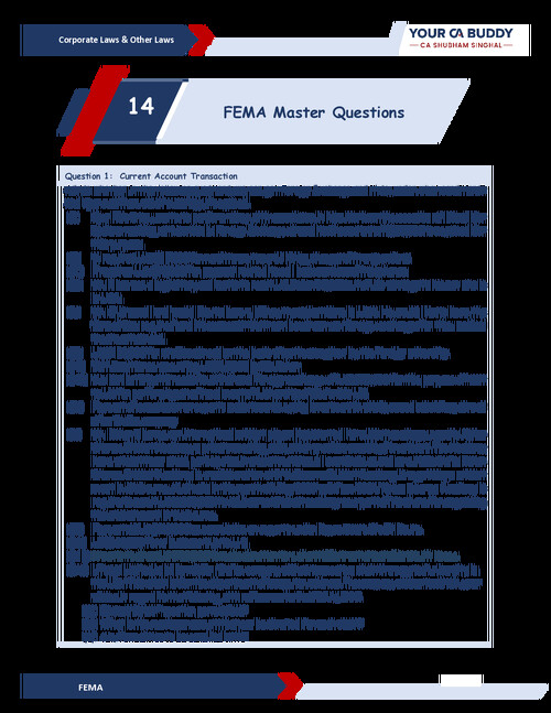 FEMA Master Question 
Shubham Singhal sir 