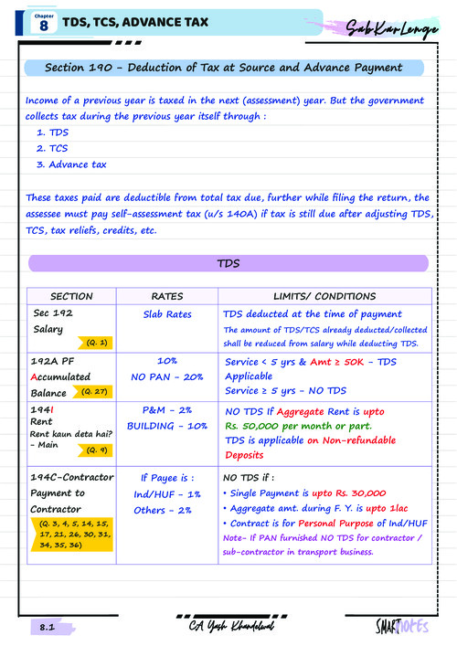 TDS TCS ADV TAX # CA YASH KHANDELWAL SIR 