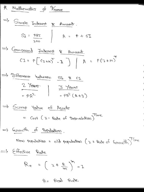 Mathematics Of Finance all Formulas. 
Time Value Of Money all Formulas. 