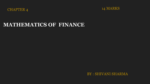 Mathematics of finance  all concept + most important questions 
Relevant for may attempt and onwards 

●KISI KO PW KE LEC  FREE OF COST CHAHIYE  ??
☆DM ME ON TG - @DpandeyRrrrr