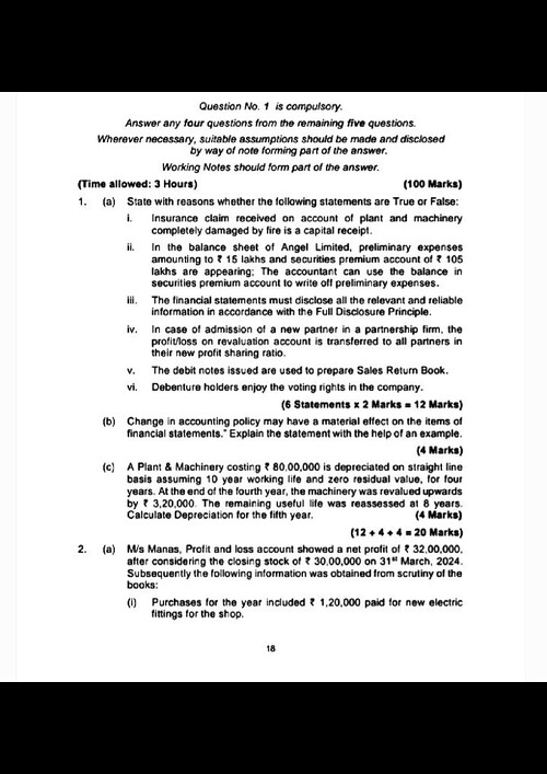 Accounts Mock Test paper -1
100 Marks 