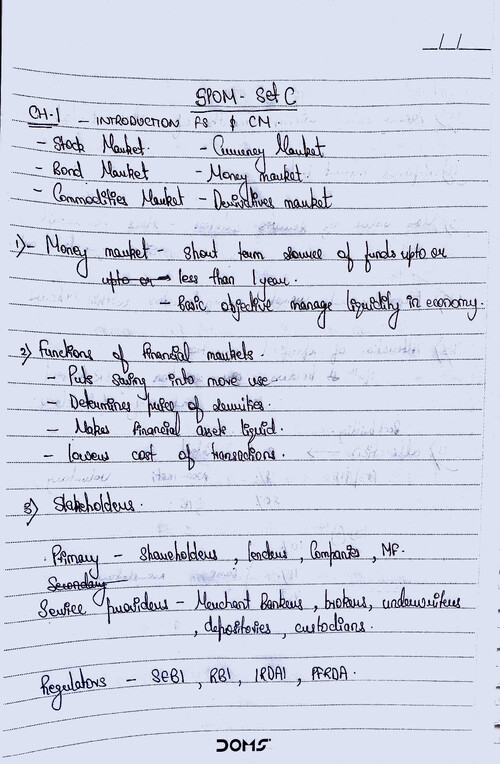 SPOM set C :Financial services and capital market notes 