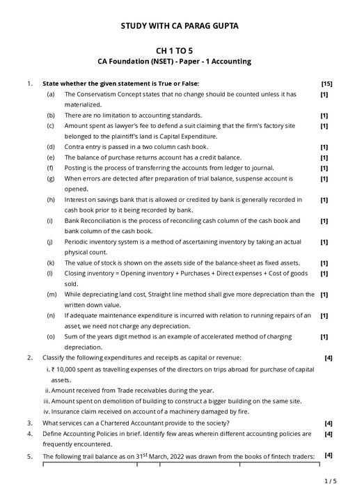 Accounts Questions for practice 