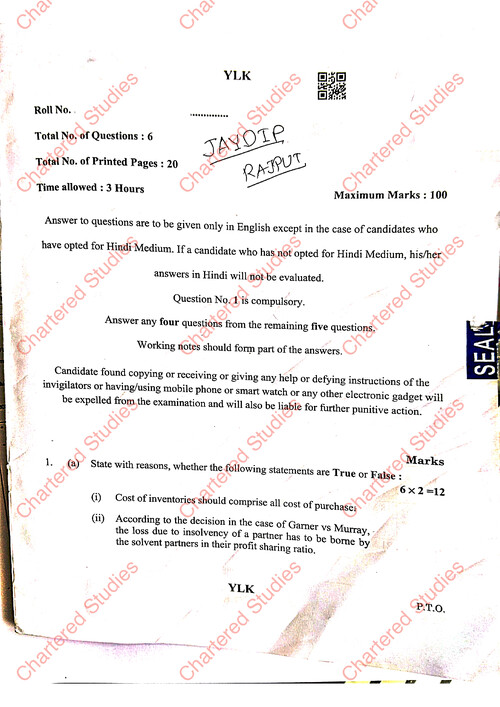 Accounts  question paper may 2026
Chartered studies 