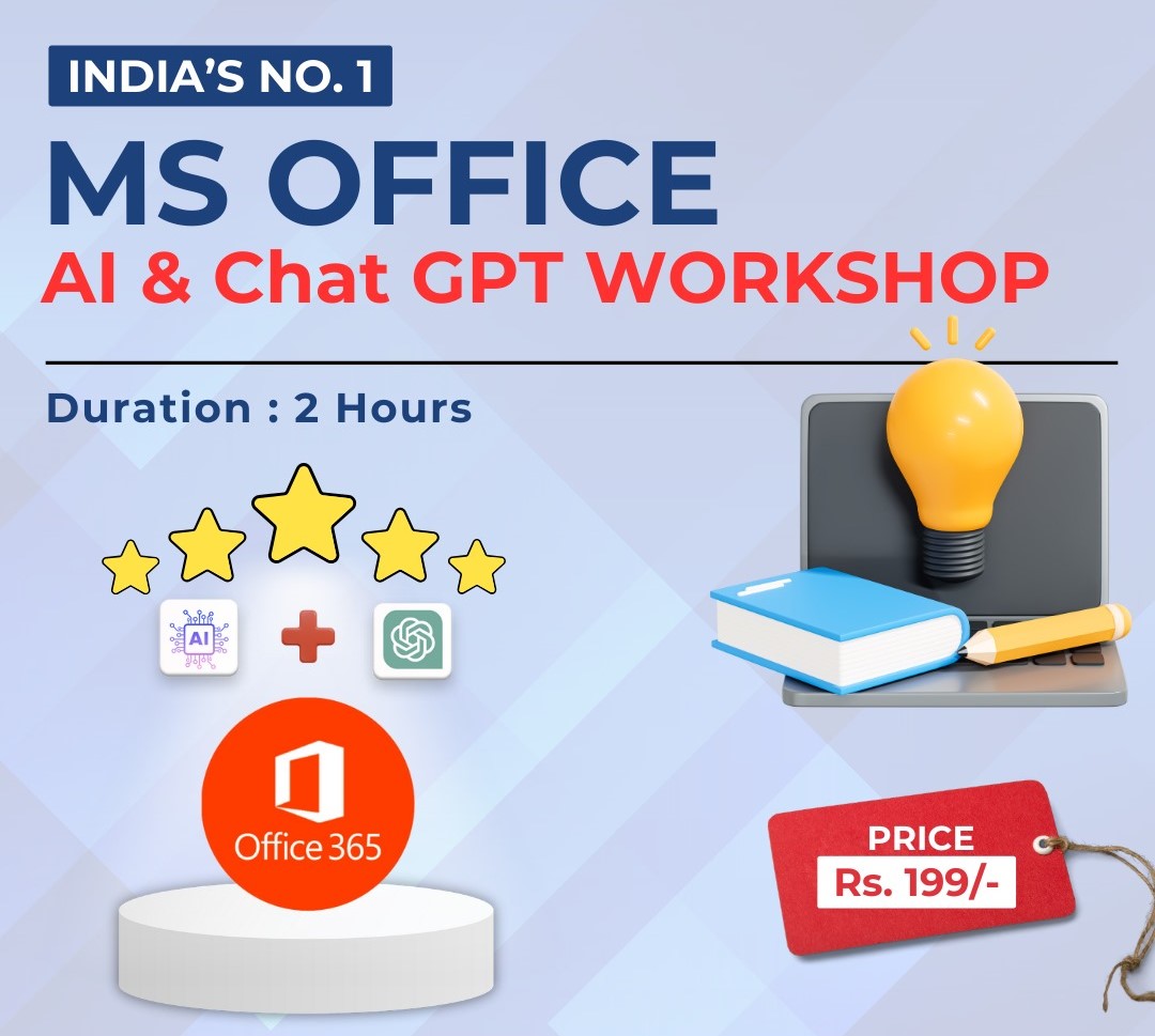 MS Office Workshop: 2 hours live class (Intermediate level MS Excel and PowerPoint with AI)